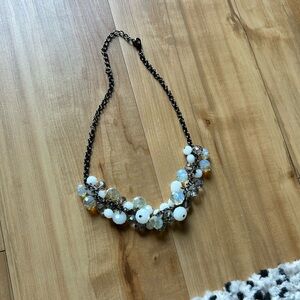 Beaded Necklace with White and Gold Accents
